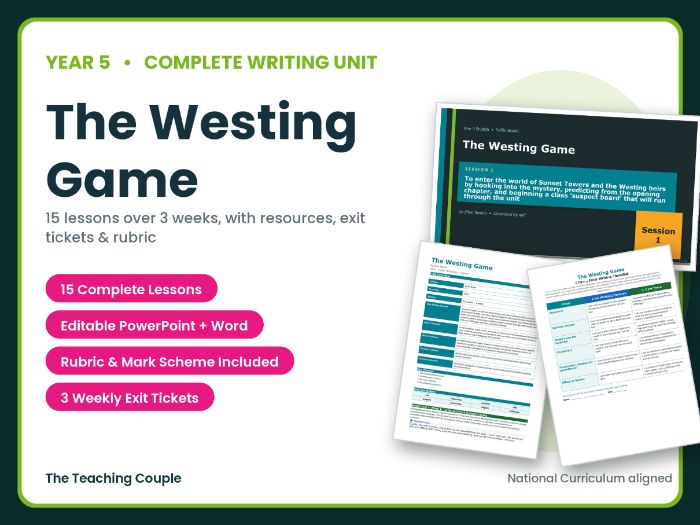 The Westing Game | Year 5 English Unit | 15 Complete Lessons + Resources + Mark Scheme