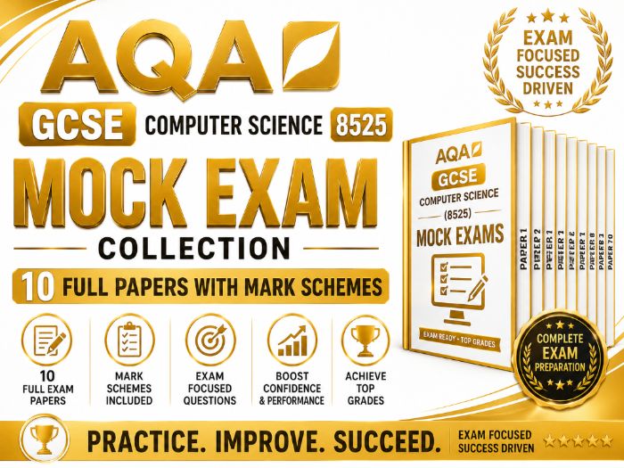 AQA GCSE Computer Science (8525) Mock Exam Collection – 10 Full Papers with Mark Schemes