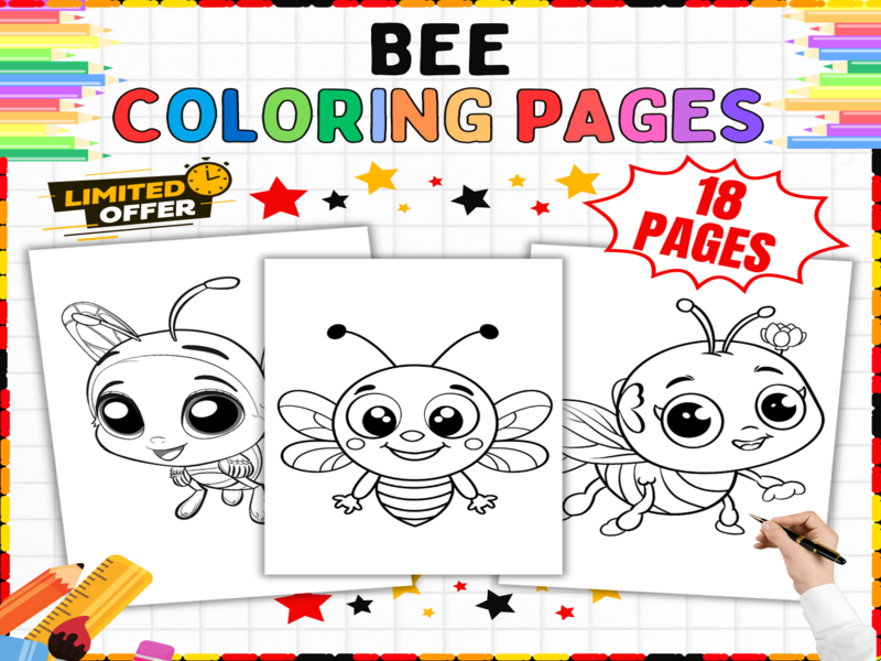 Bee Colouring Pages | 18 Printable Insect Worksheets & Spring Nature Activities for Creative Arts