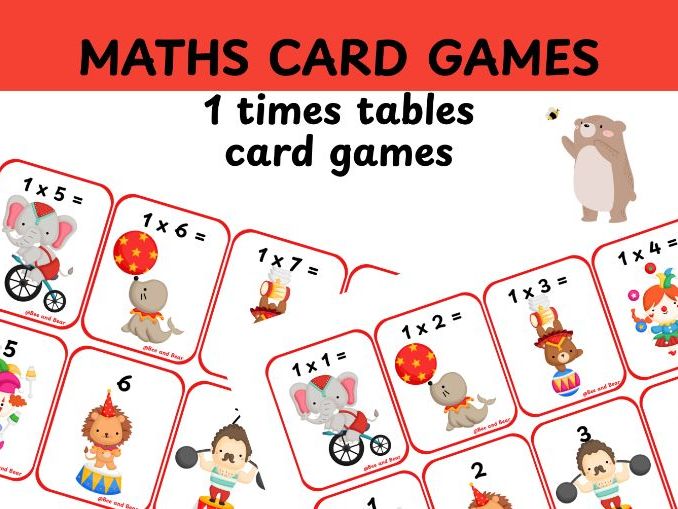 1 times table fun card game resource