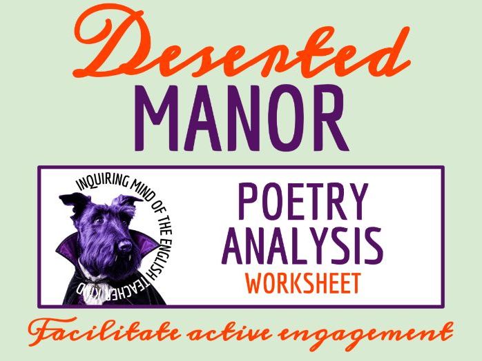 "Deserted Manor" by Marion Doyle Gothic Horror Poem Analysis Worksheet | Haunted House Poetry