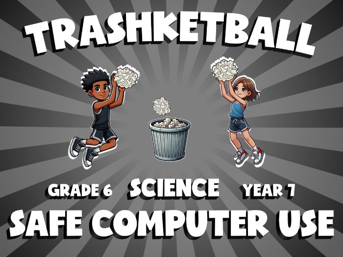 Safe Computer Use TRASHKETBALL Science Game | No-Prep Year 7 Review Activity