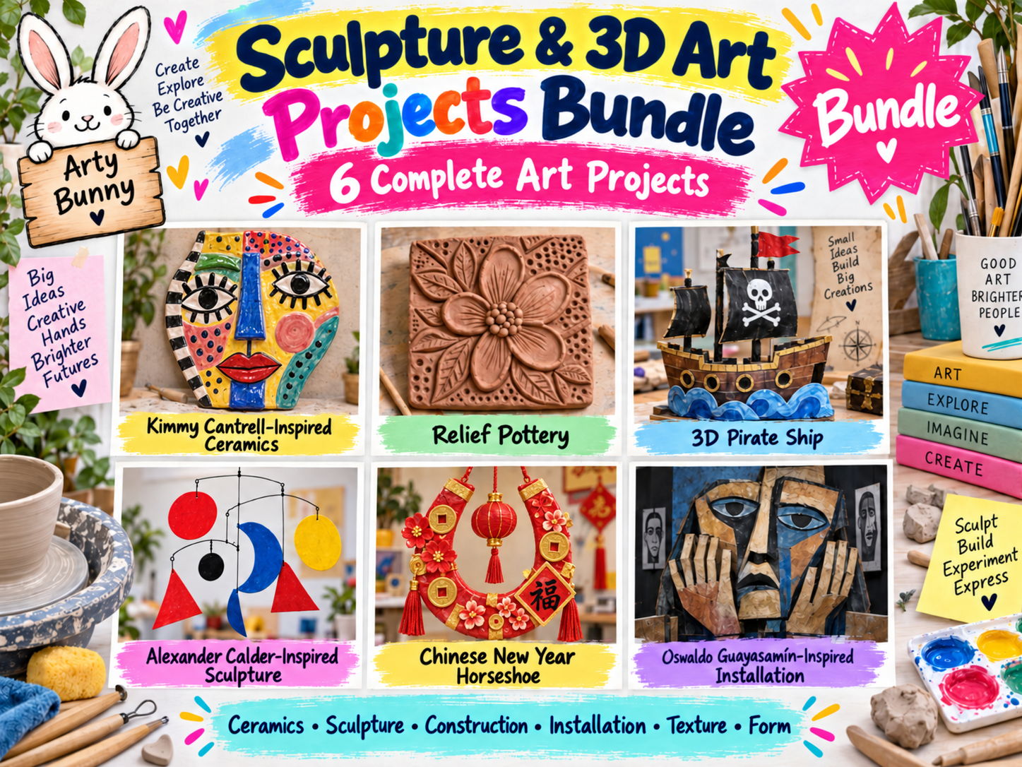 Sculpture & 3D Art Projects Bundle | Ceramics, Construction & Installation