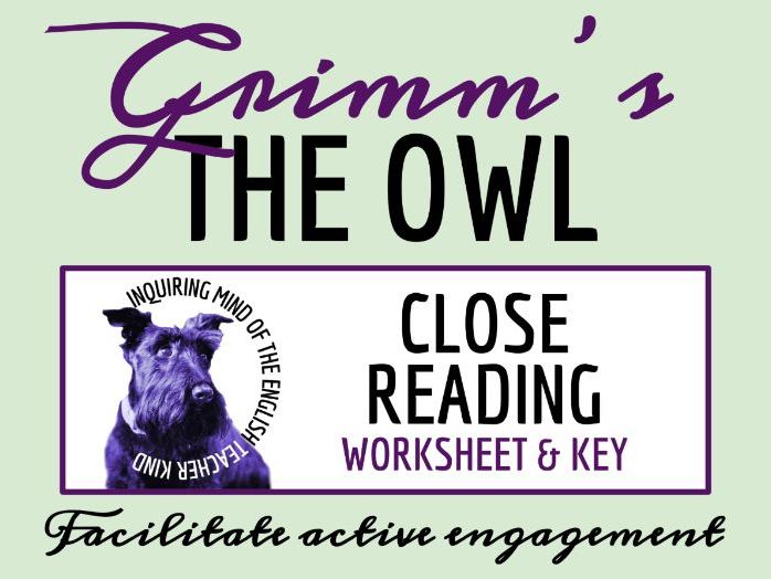 "The Owl" by the Brothers Grimm Close Reading Analysis Worksheet | Fairy Tale Activity