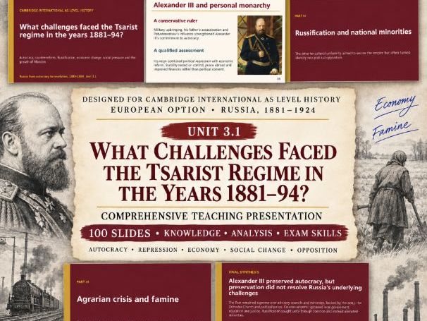 Tsarist Russia under Alexander III, 1881–94 | Cambridge AS Level History 9489 | Unit 3.1