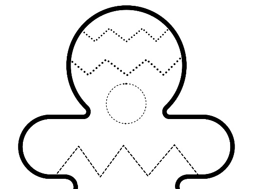 Gingerbread Man Fine Motor Worksheets – Follow the Dotted Patterns (4 Sheets)