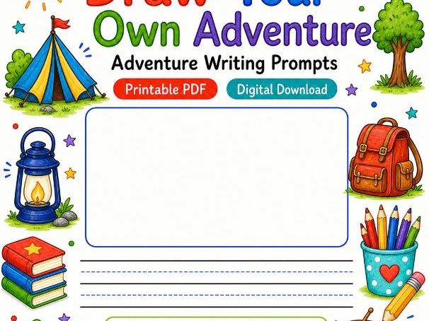 Draw Your Own Adventure | Adventure Writing Prompts | Printable PDF | Digital Download