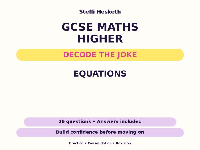 Equations | GCSE Decode the Joke + Answers