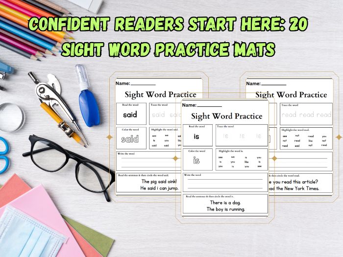 Confident Readers Start Here: 20 Sight Word Practice Mats