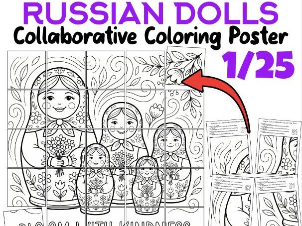 Bloom with Kindness Russian Dolls | Collaborative Coloring Poster | SEL Art