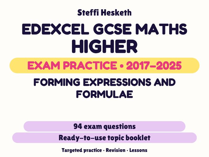 Edexcel GCSE Maths Higher: Forming expressions and formulae Exam Questions | 2017-2025