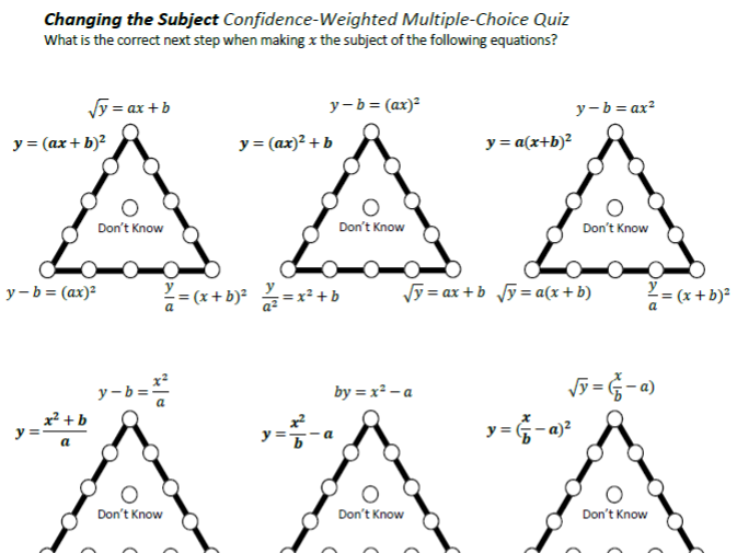 Changing the Subject Confidence-Weighted Multiple-Choice Quiz