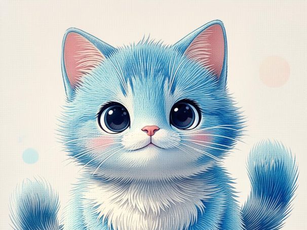 Sweet Blue Kitty Clipart | Kawaii Watercolor Cat & Dessert Graphics