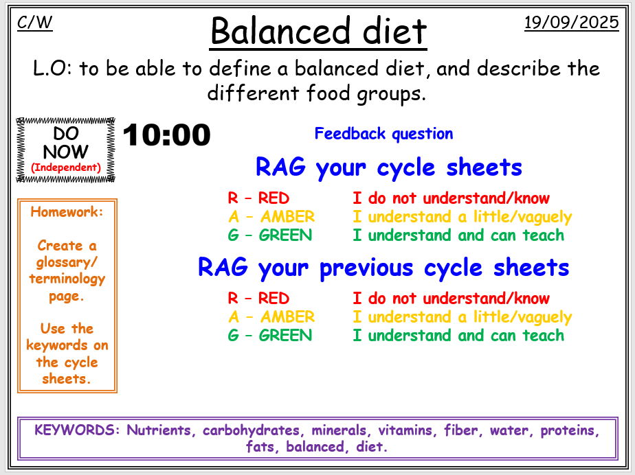 Year 7 - Diet and health: L1 - Balanced diet