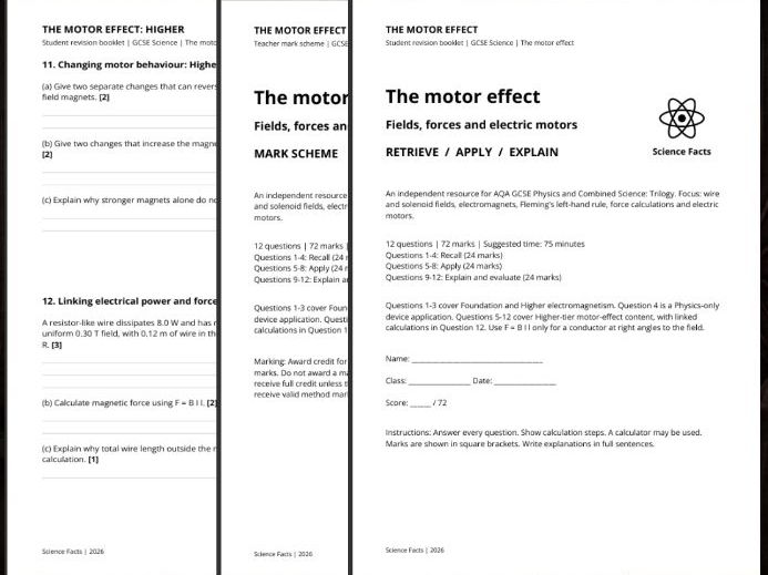 AQA GCSE Physics: The Motor Effect Revision Questions