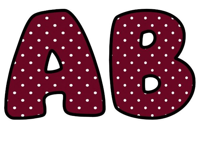Burgundy Polkadot Bubble Letters | Polka Dot Bulletin Board Letters | Classroom Display Pack