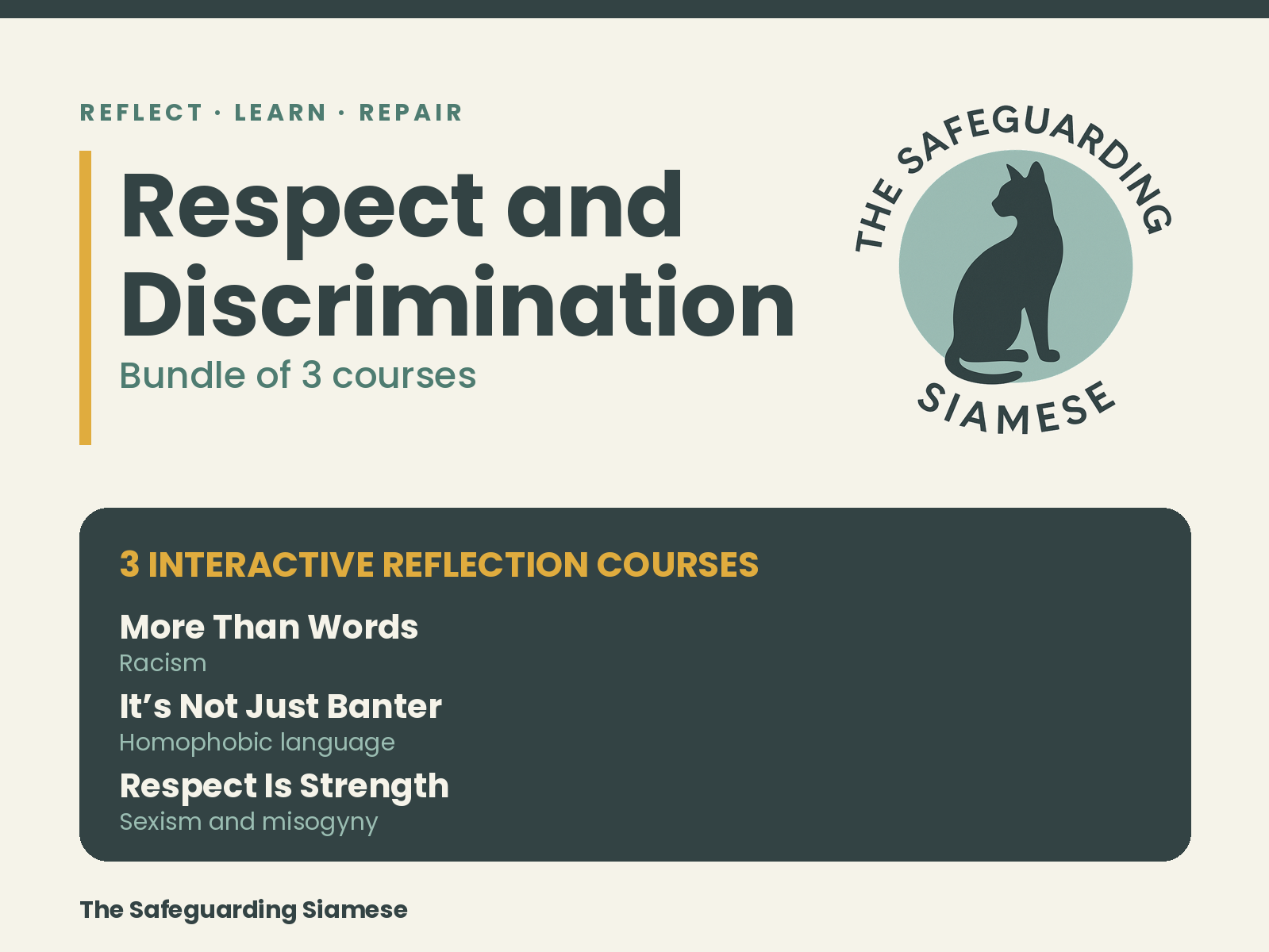 Discrimination Reflection Bundle: Racism, Homophobic Language, Sexism and Misogyny | 3 Courses