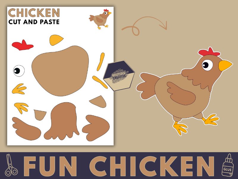 Funny Chicken Craft – Printable Cut & Paste Activity for Kids!