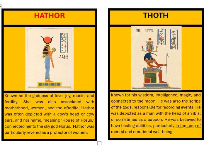 GODS OF ANCIENT EGYPT CARD ACTIVITY