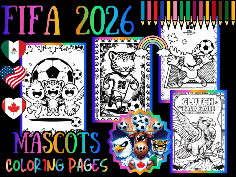 FIFA 2026 World Cup Mascots Coloring Pages for Kids - NO PREP Soccer Activity