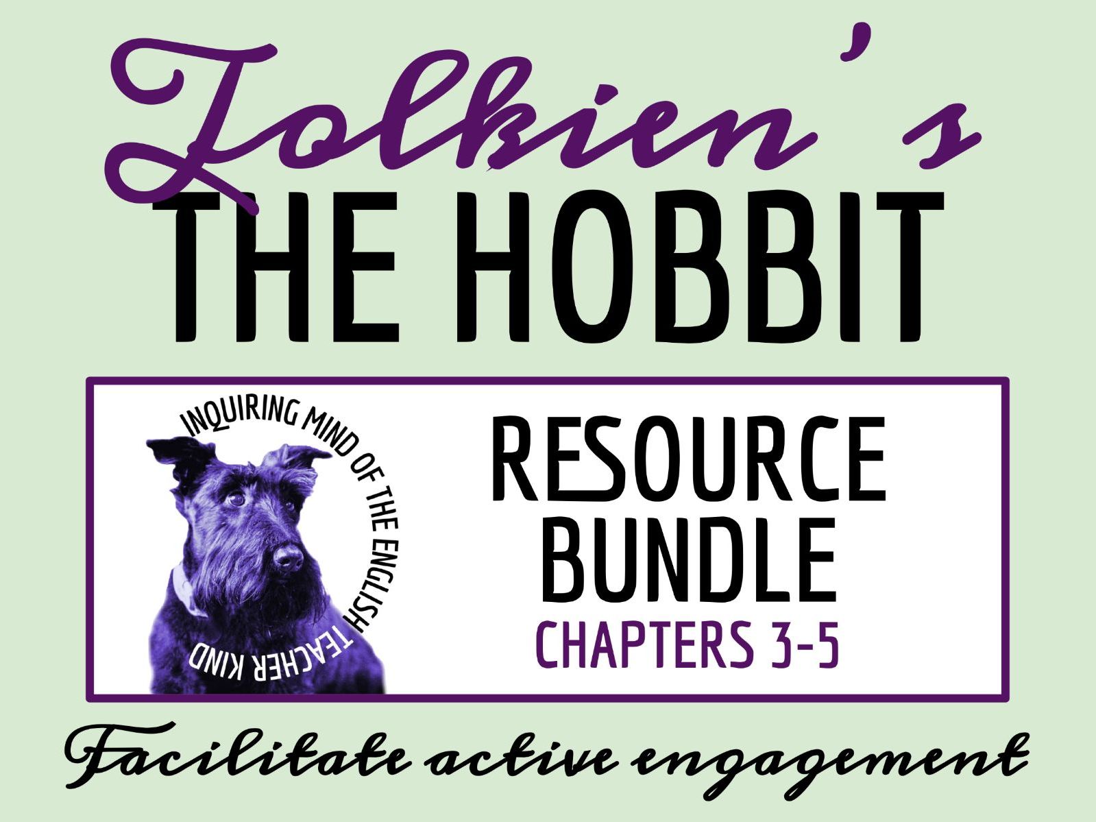 The Hobbit Chapters 3, 4, and 5 Quiz, Vocabulary Games, and Analysis Worksheets