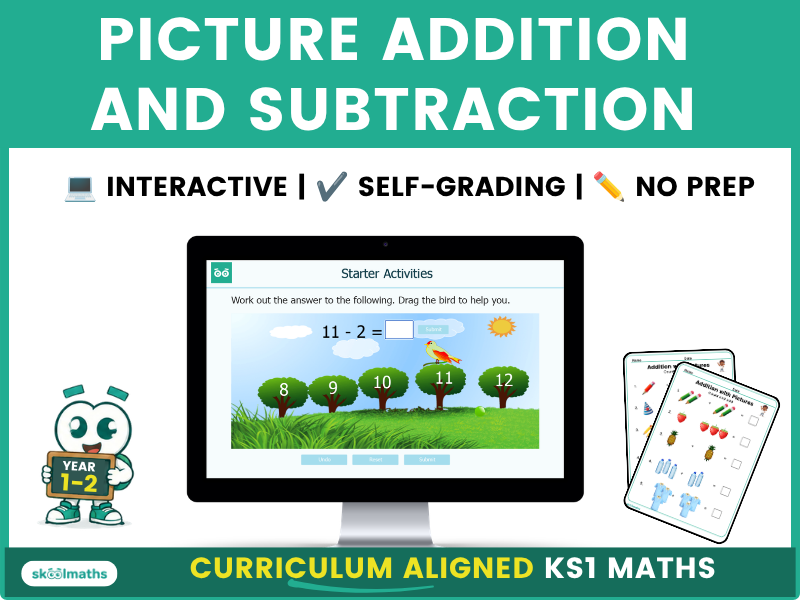 Picture Addition and Subtraction  - Interactive Digital Maths Activities for Year 1