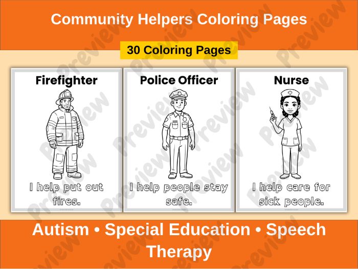 Community Helpers Coloring Pages (Autism)