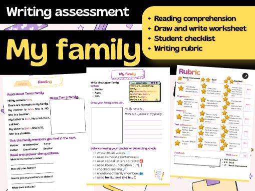 MY FAMILY | Reading, Writing and Rubric EFL/ESL activities