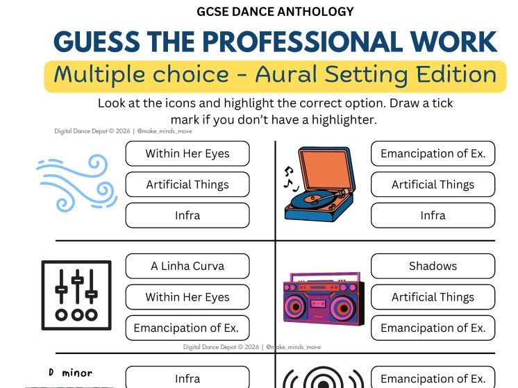 GCSE Dance Guess the Work Aural Setting