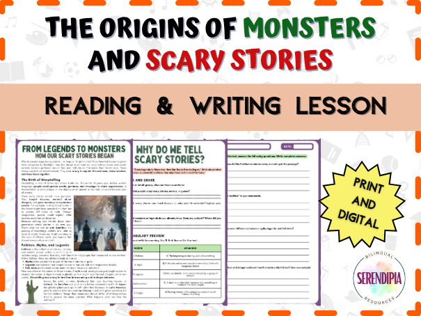 Monsters, Legends, Scary Stories Halloween Nonfiction Reading Comprehension | KS3 KS4 Literacy