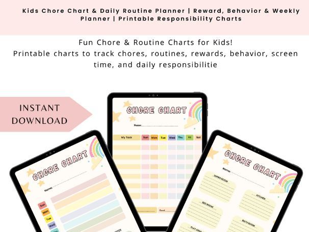 Kids Chore Chart & Daily Routine Planner | Reward, Behavior & Weekly Planner