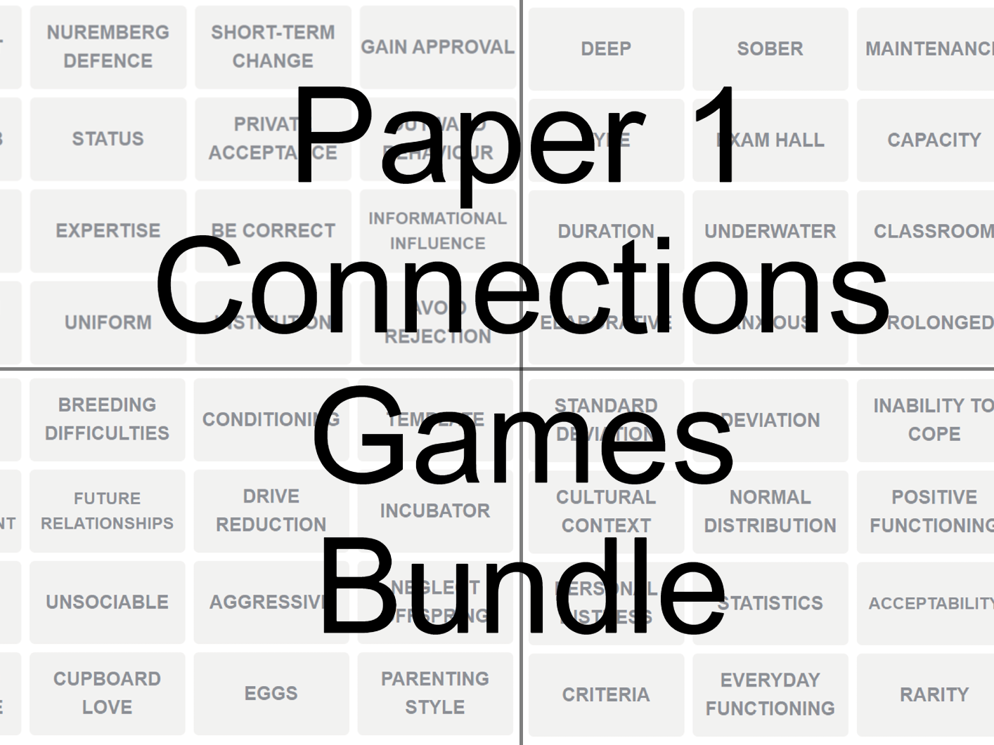 AQA Psychology PAPER 1 Connections Games BUNDLE