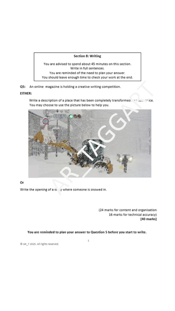 Question 5 AQA 2026 GCSE English Language Paper 1 | Plans, Sentence ...