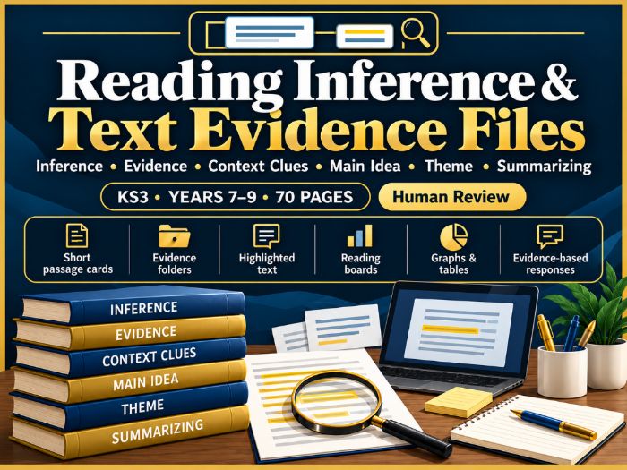 Reading Inference & Text Evidence | KS3 Reading Comprehension | 70 Pages