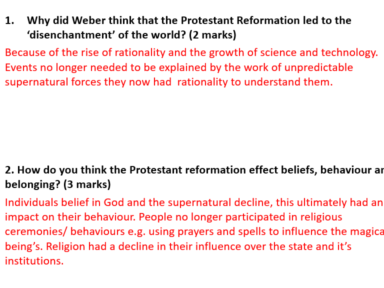 AQA Sociology secularisation beliefs