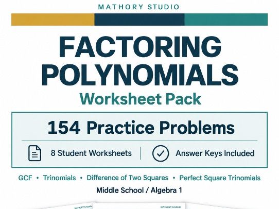 Factoring Polynomials Worksheet Pack