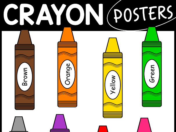 Crayon Color Posters - Bright & Fun Back to School Classroom Decor - 10 Colors - EYFS / KS1