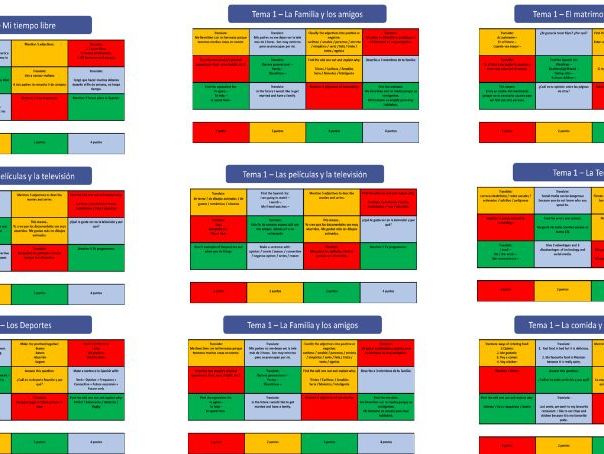 GSCE Spanish - Retrieval grid (Theme 1)