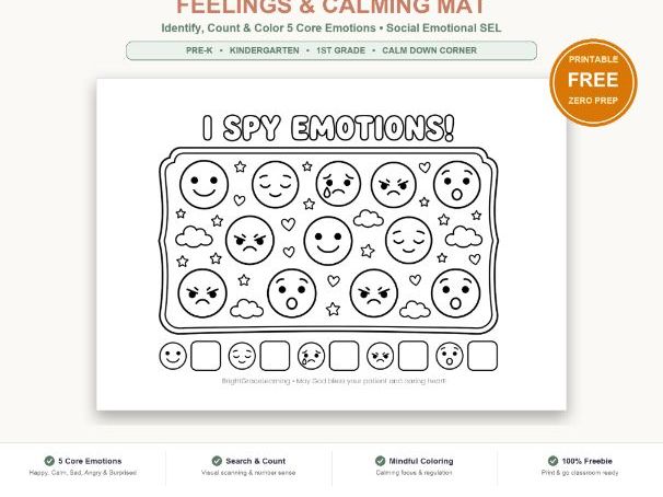 FREE I Spy Emotions & Feelings Activity Sheet | EYFS KS1 Calm Down Corner PSHE