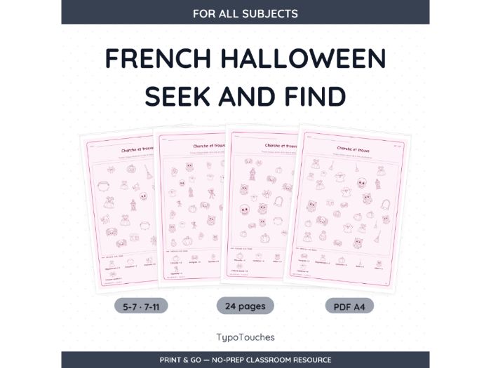 French Halloween Seek and Find | 24 Sheets