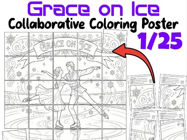 Grace on Ice Collaborative Coloring Poster | Winter Olympics Activity