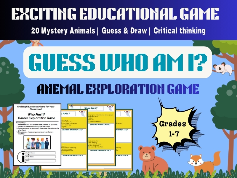 Interactive Animal Game: Who Am I? Science Riddles & Drawing Activity | Guess the Mystery Creature!