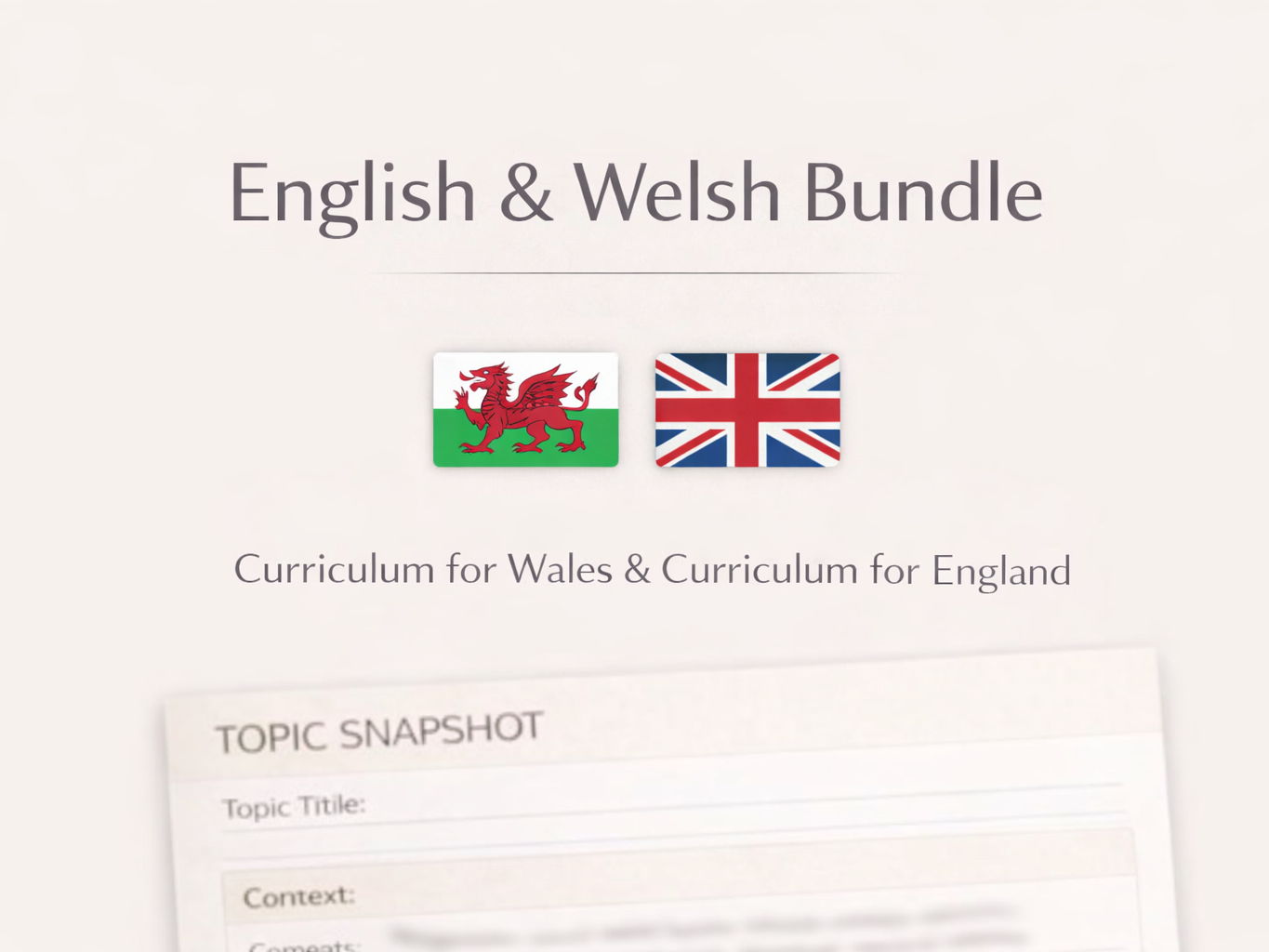 Topic Snapshot | Curriculum for Wales | Bilingual Bundle