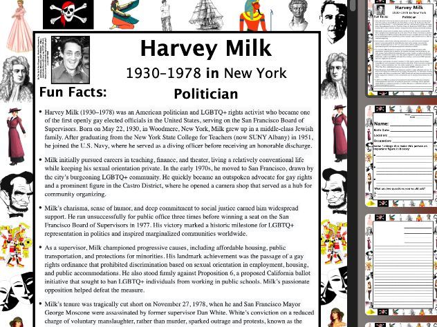 Harvey Milk PACKET & ACTIVITIES, Important Historical Figures Series