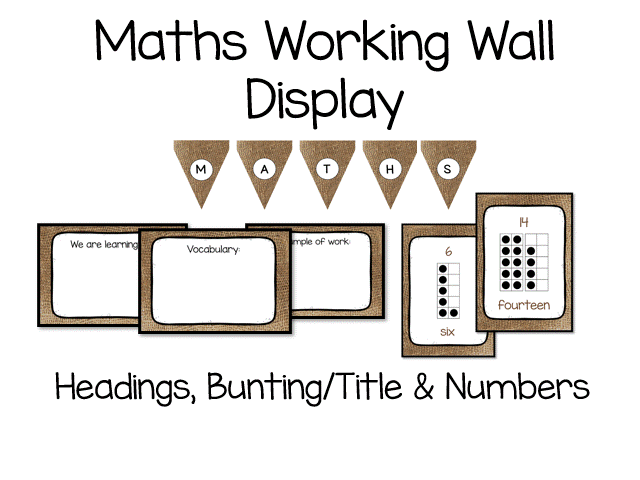 Maths Working Wall Display Pack - Natural Hessian