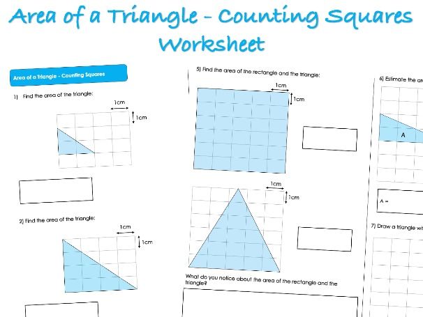 Area, Perimeter and Volume Worksheet - Area of a Triangle (Counting Squares)