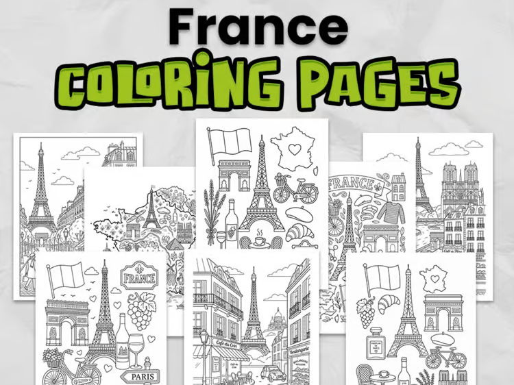 France Colouring Pages | France Country Study | Europe Geography Activity