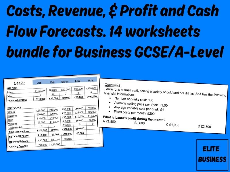 Costs, Revenue & Profit and Cash Flow Forecast Business GCSE/A-Level