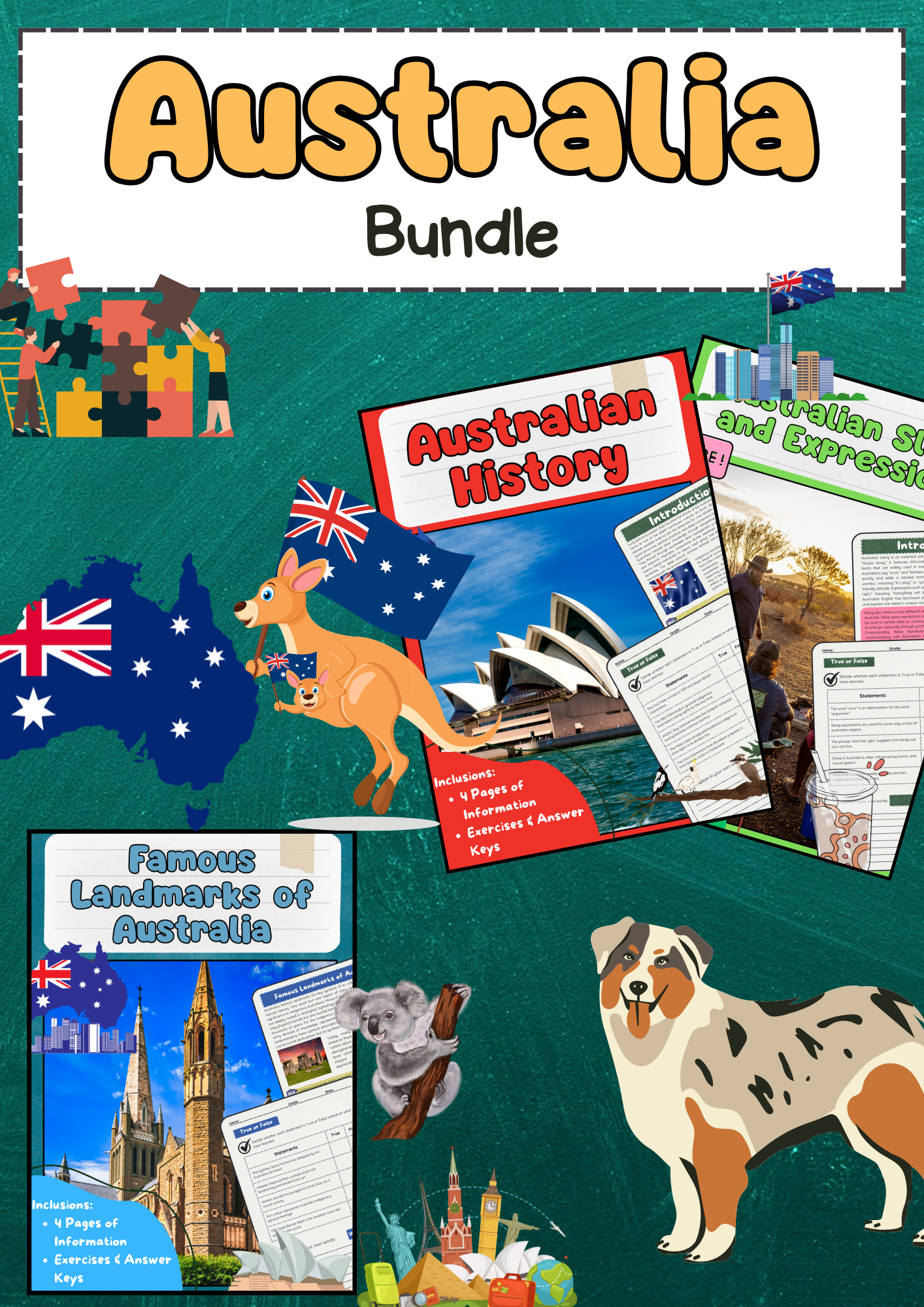 Australia Teaching Bundle – Geography, Culture, Wildlife, History & Slang