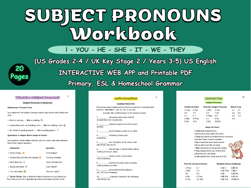 Subject Pronouns: Gr 2-4/KS2 (Ages 7-11)